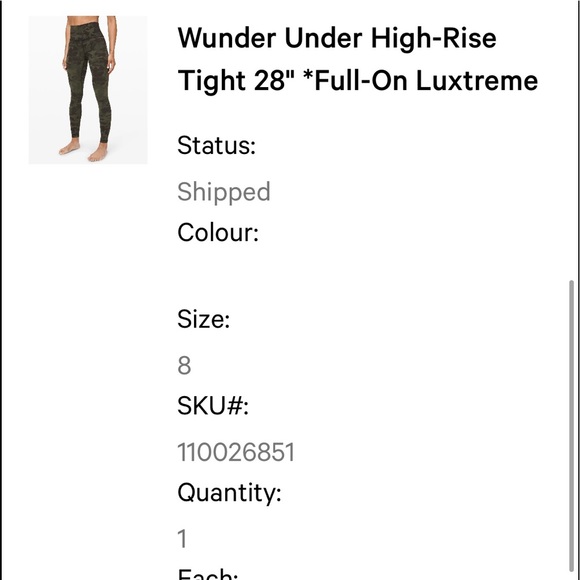 Lululemon Green Camo Wunder Under Leggings - Picture 3 of 3